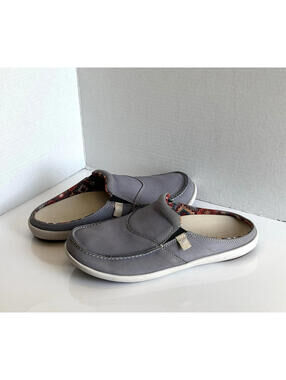 Spenco Siesta Slide Women’s 9 Blue Leather Wool Lining Slip On Comfort Orthotic